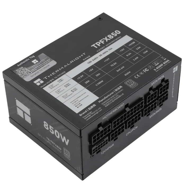 Thermalright TR-TPFX 850. 80+ Platinum modular PSU. SFX. Sort