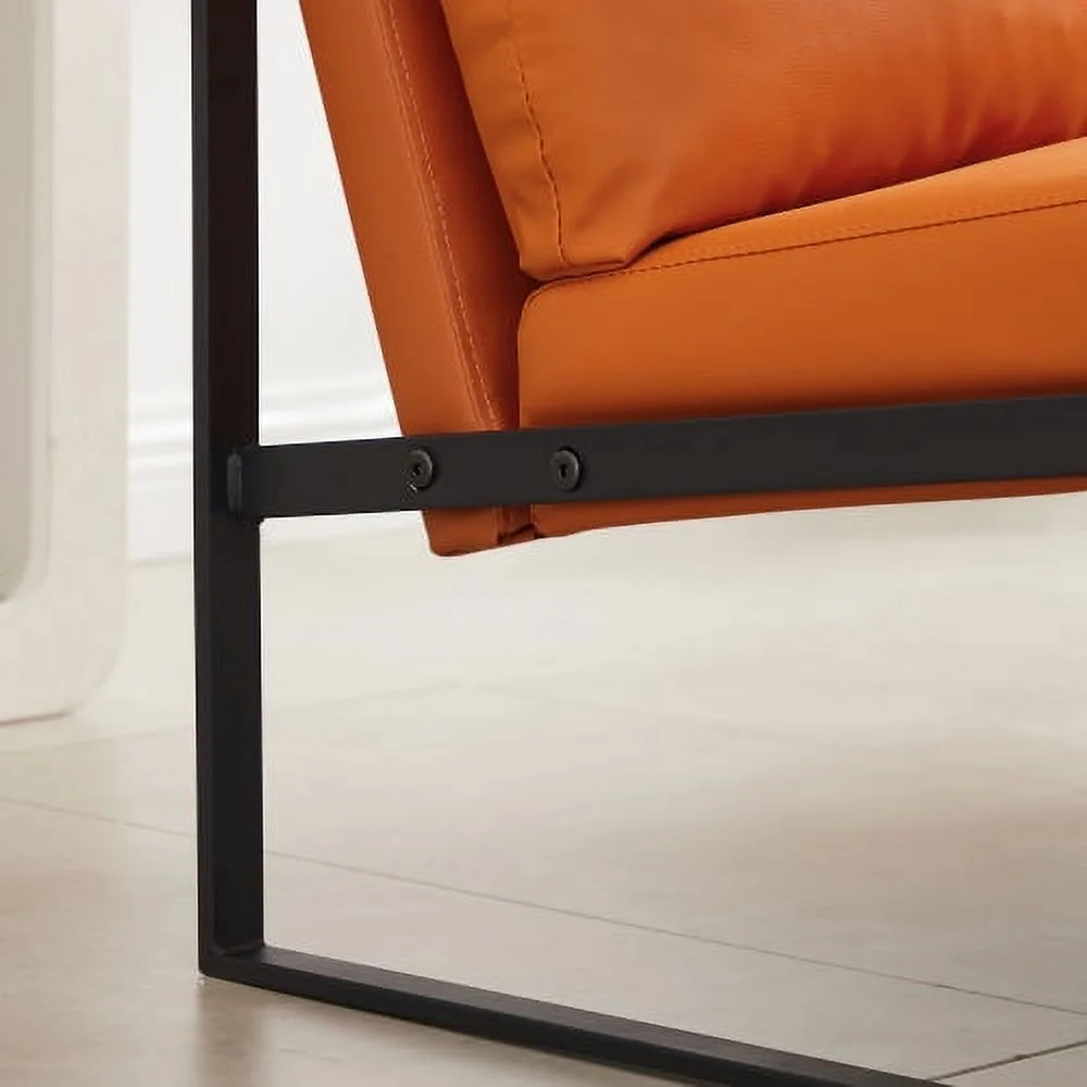 Leather Accent Chair,PU Leather Armchair Single Sofa Chair with Extra-Thick Padded Backrest and Seat Cushion,Living Room Chair with Metal Frame Extra-Large Lounge Chair for Living Room Bedroom,Gray