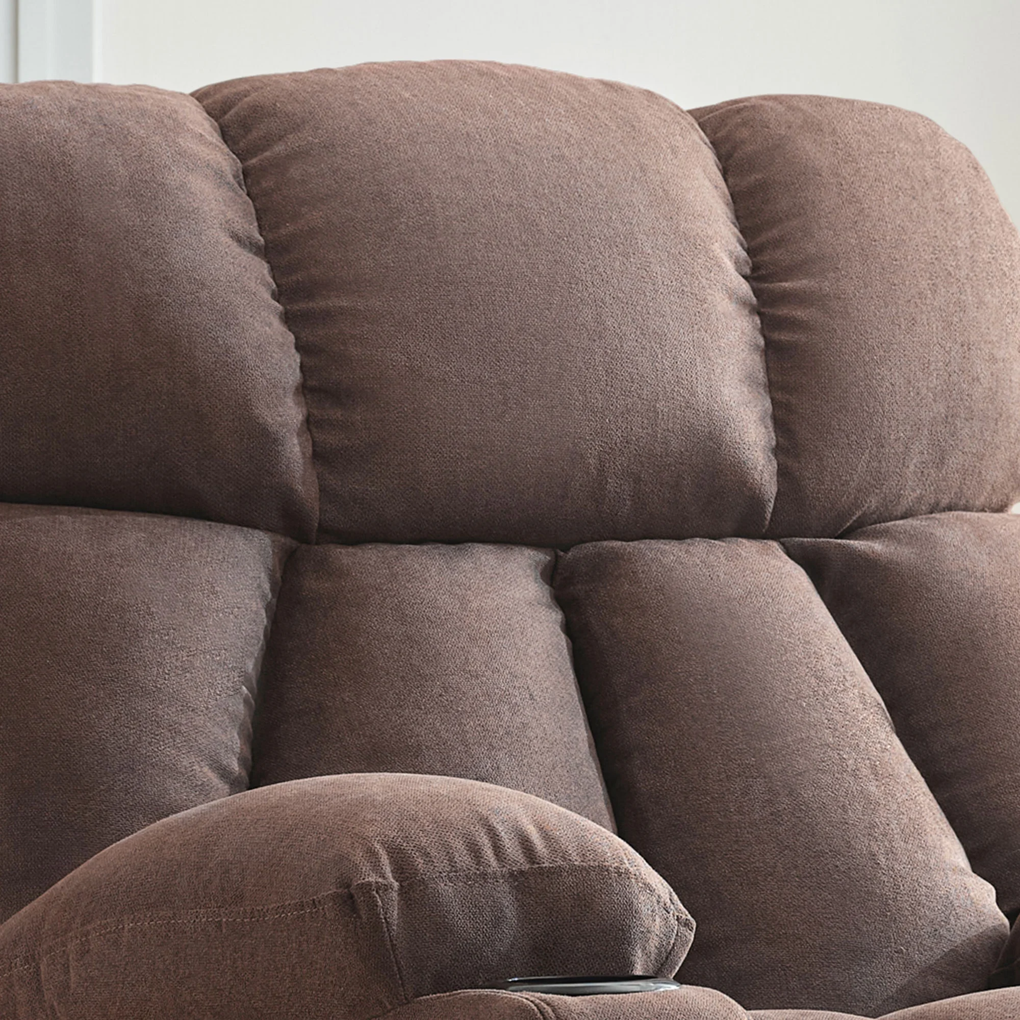 JONPONY Manual Recliner Chair with Heat Therapy and Massage Function, Heavy Duty Reclining Mechanism Massage Chair, Elderly Single Rocker Sofa with Cup Holders for Bedroom Home Theater,Grey