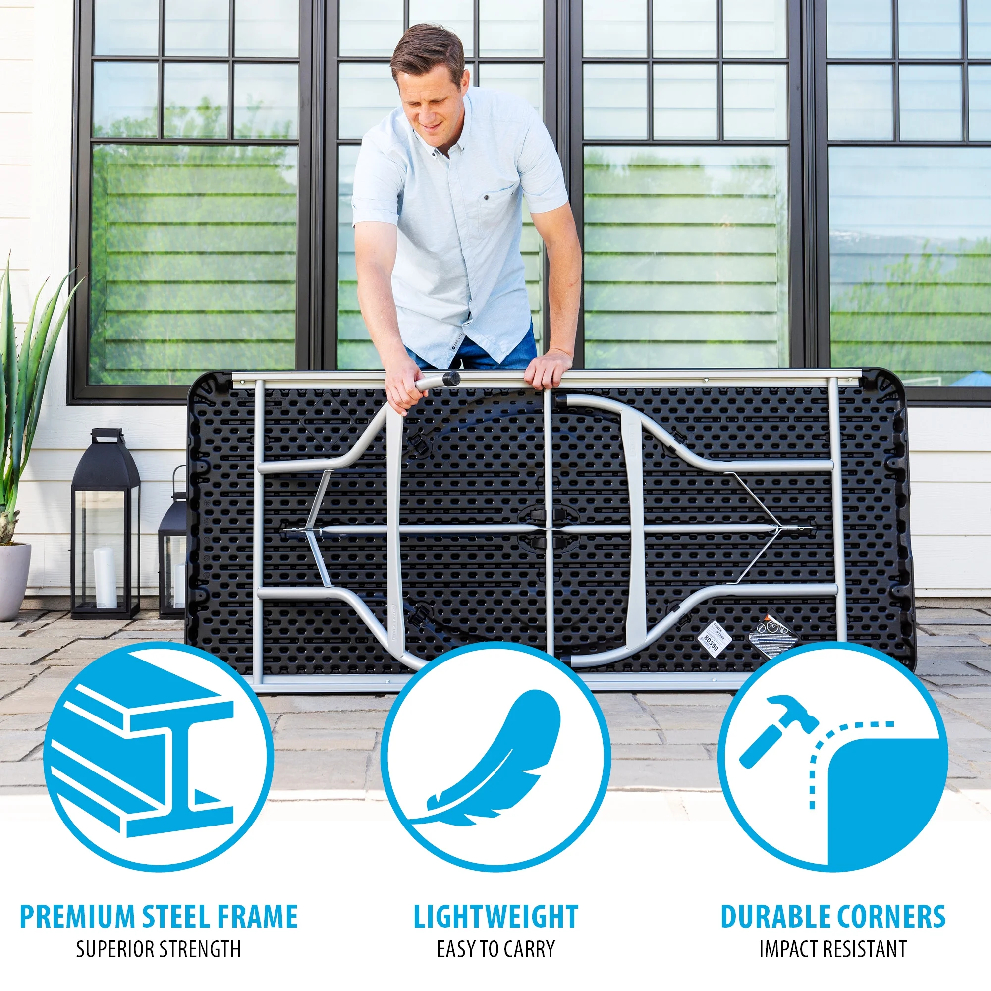 Lifetime 6 Foot Rectangle Folding Table, Indoor/Outdoor Commercial Grade, Black (280350)