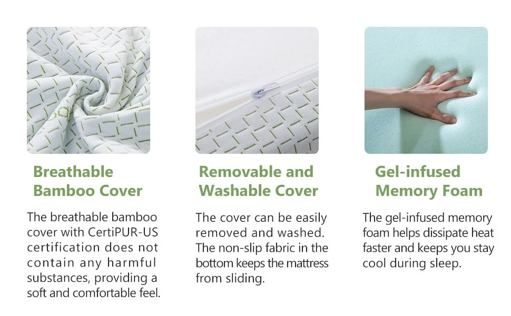 Twin Mattress, 6 inch Memory Foam Mattress Bed in a Box, with Green Tea Cooling Gel, Made in USA, Child