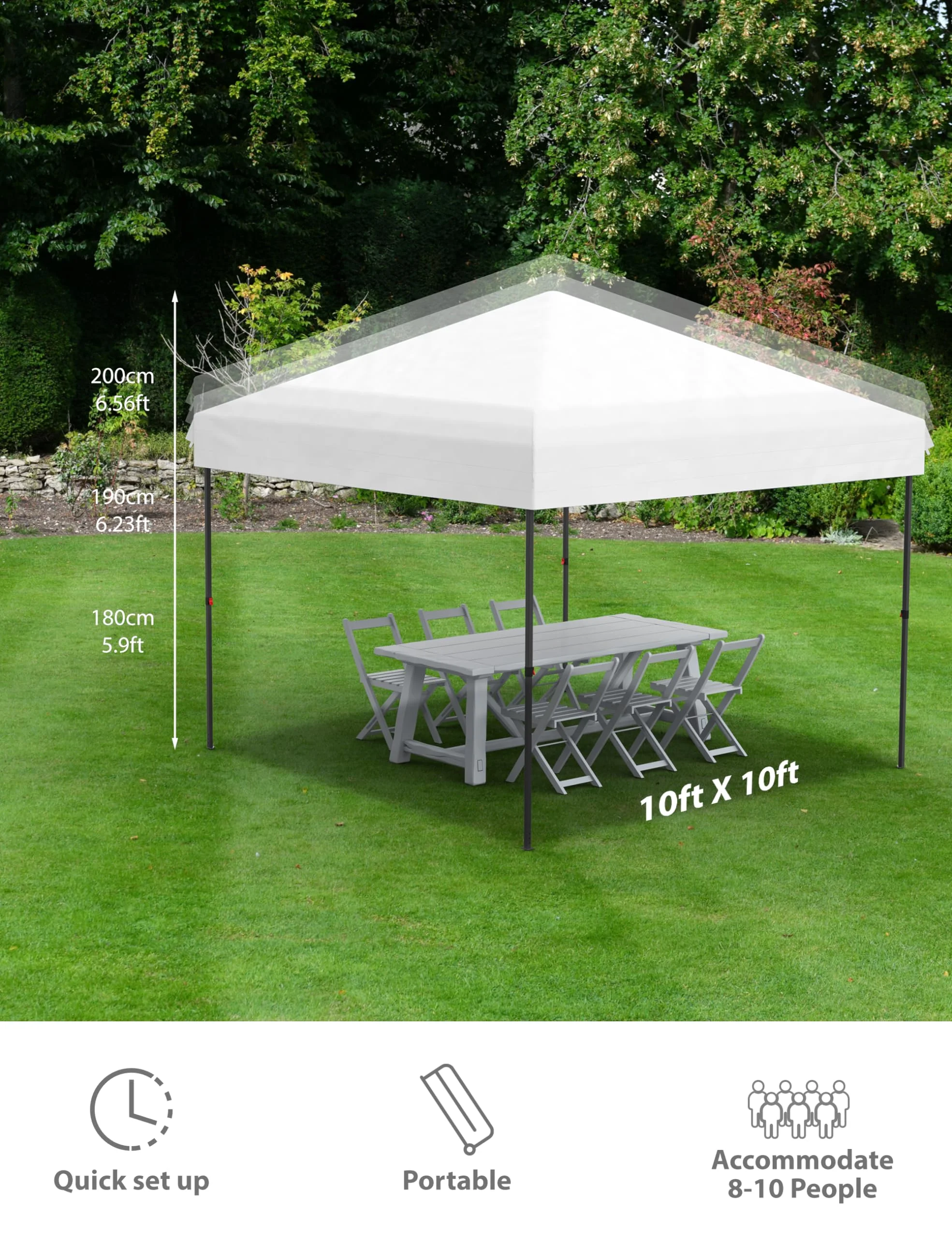 10x10 ft Pop Up Canopy with 4 Removable Sidewalls and Windows, 3 Adjustable Heights Commercial Shelter, Portable Enclosed Instant Tent with Wheeled Carry Bag, Waterproof Outdoor Gazebo, 7 Colors Avail