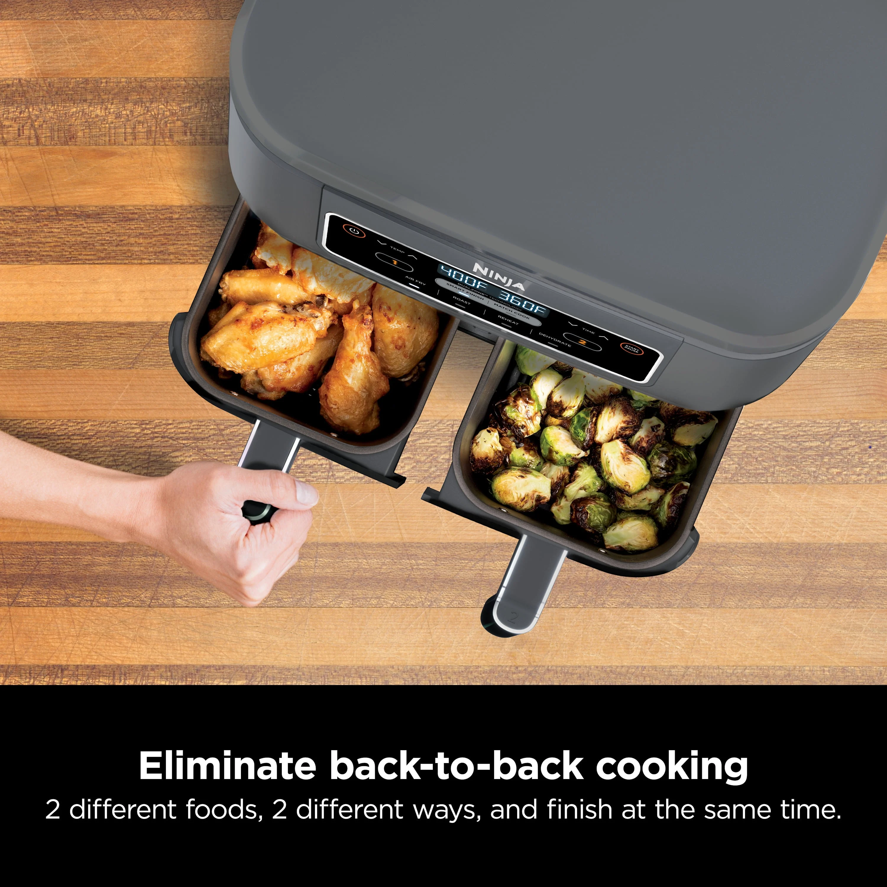 Ninja Foodi 4 in1 8-Quart. 2 Basket Air Fryer with DualZone Technology Air Fry, Roast, and More, DZ100WM