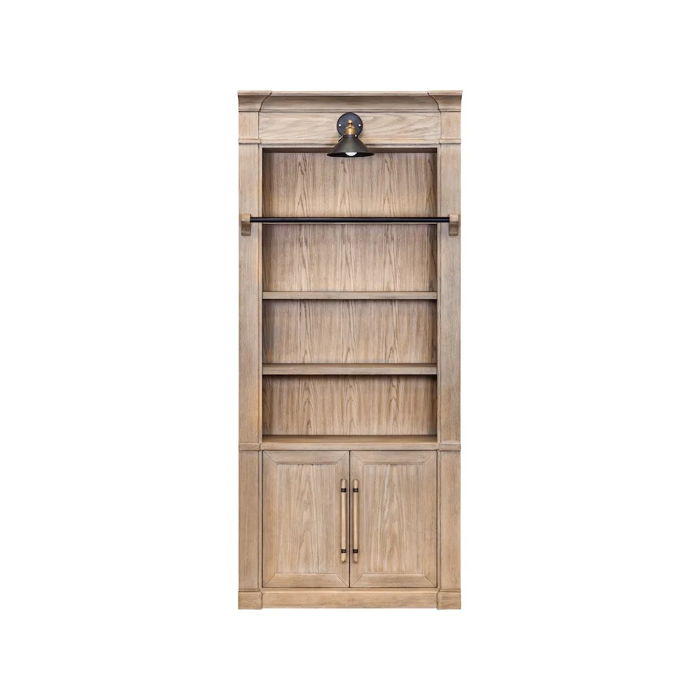 Martin Furniture Two 8' Tall Bookcase Wall With Ladder, Storage Organizer, Display Shelf, Brown