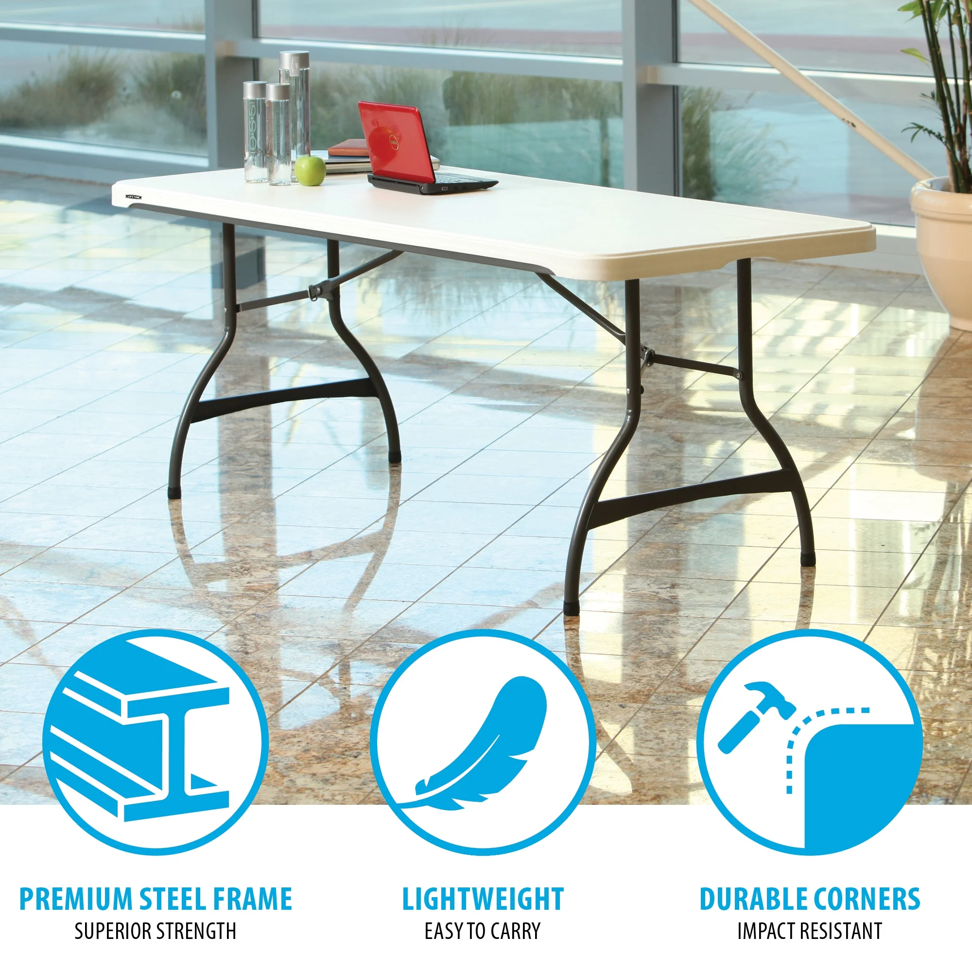 Lifetime 6 Foot Rectangle Folding Table, Indoor/Outdoor Commercial Grade, Black (280350)