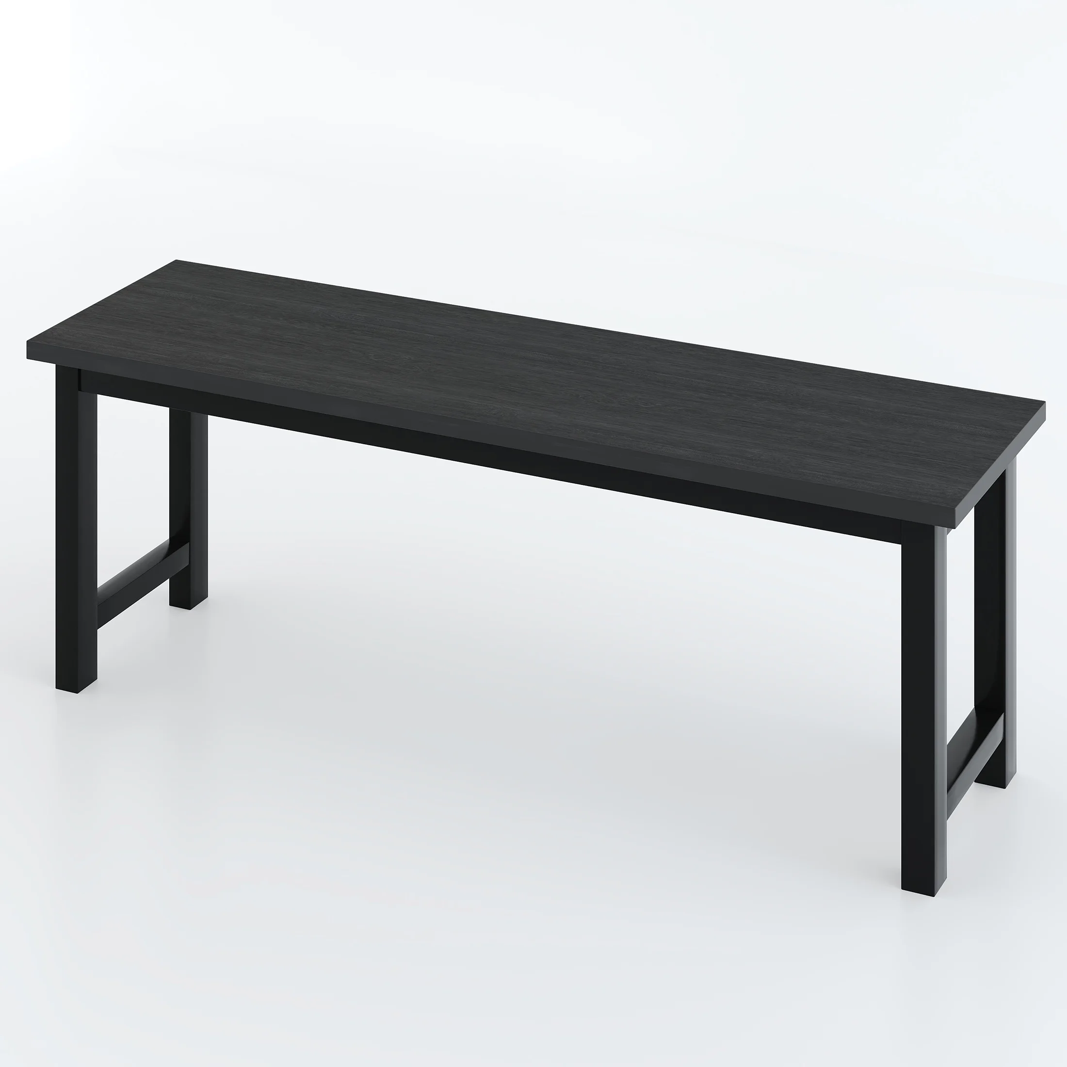 UHOMEPRO Dining Room Table Set, 3-Piece Dining Table Set with 2 Benches, Kitchen Table Set for 4 with Metal Frame, Modern Dining Room Set Furniture Set for Bar Dining Room Breakfast Nook, Black