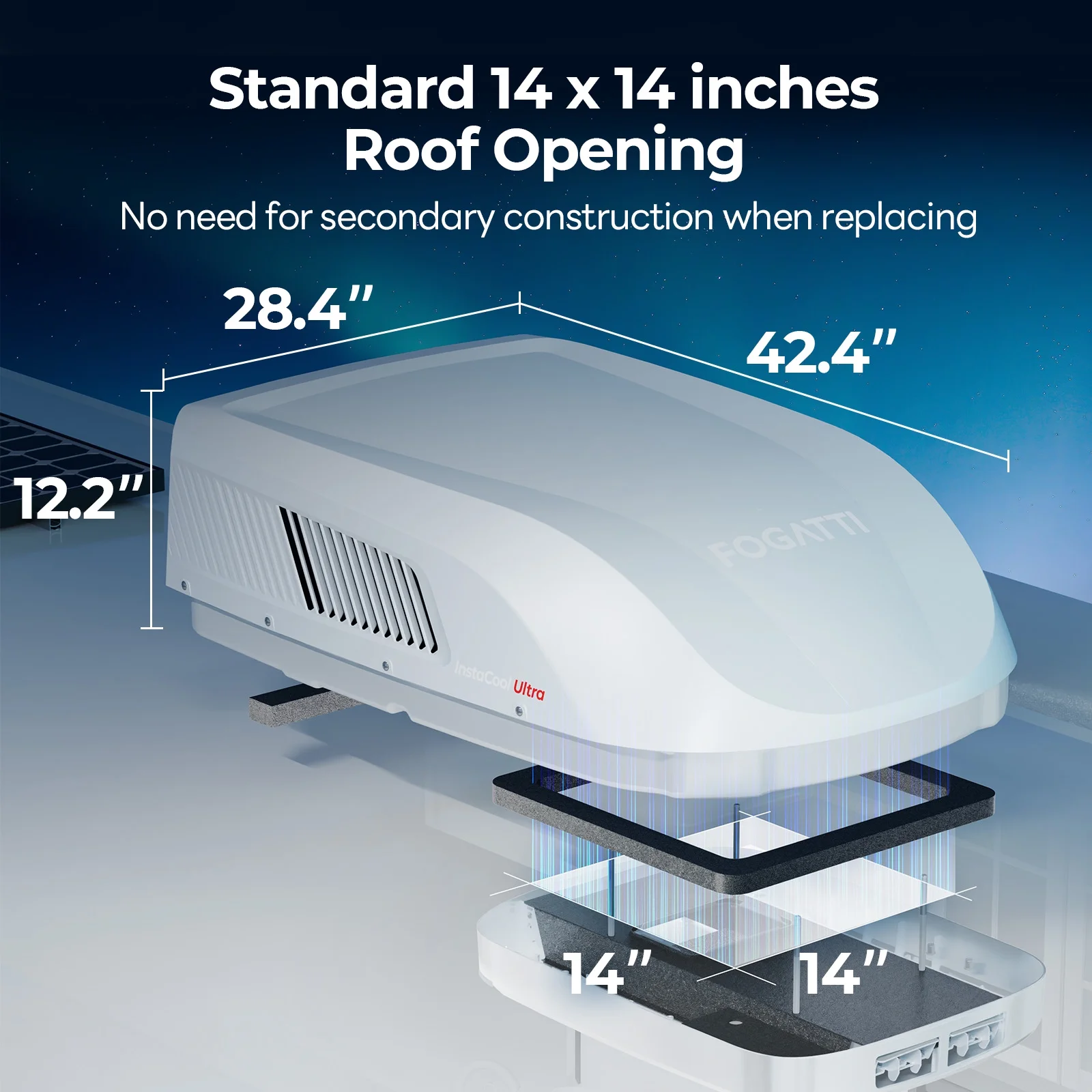 RV Air Conditioner 13500 BTU Rooftop AC Unit, Instacool with R32 Refrigerant & Wired Controller