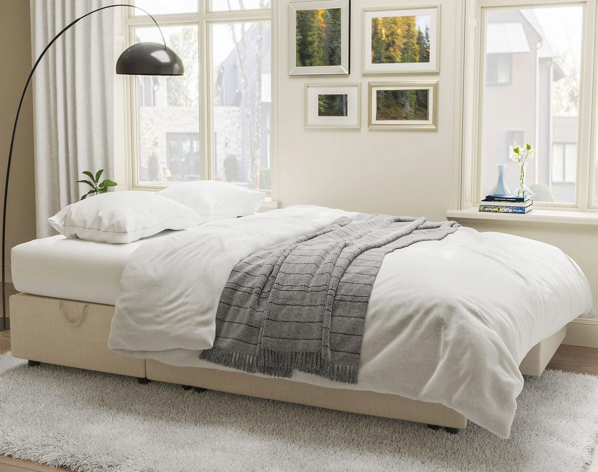 VANACC Sofa Bed, Adult Sleeper Sofa with Storage Chaise, Pull Out Couch for Bed Room, Gray Chenille