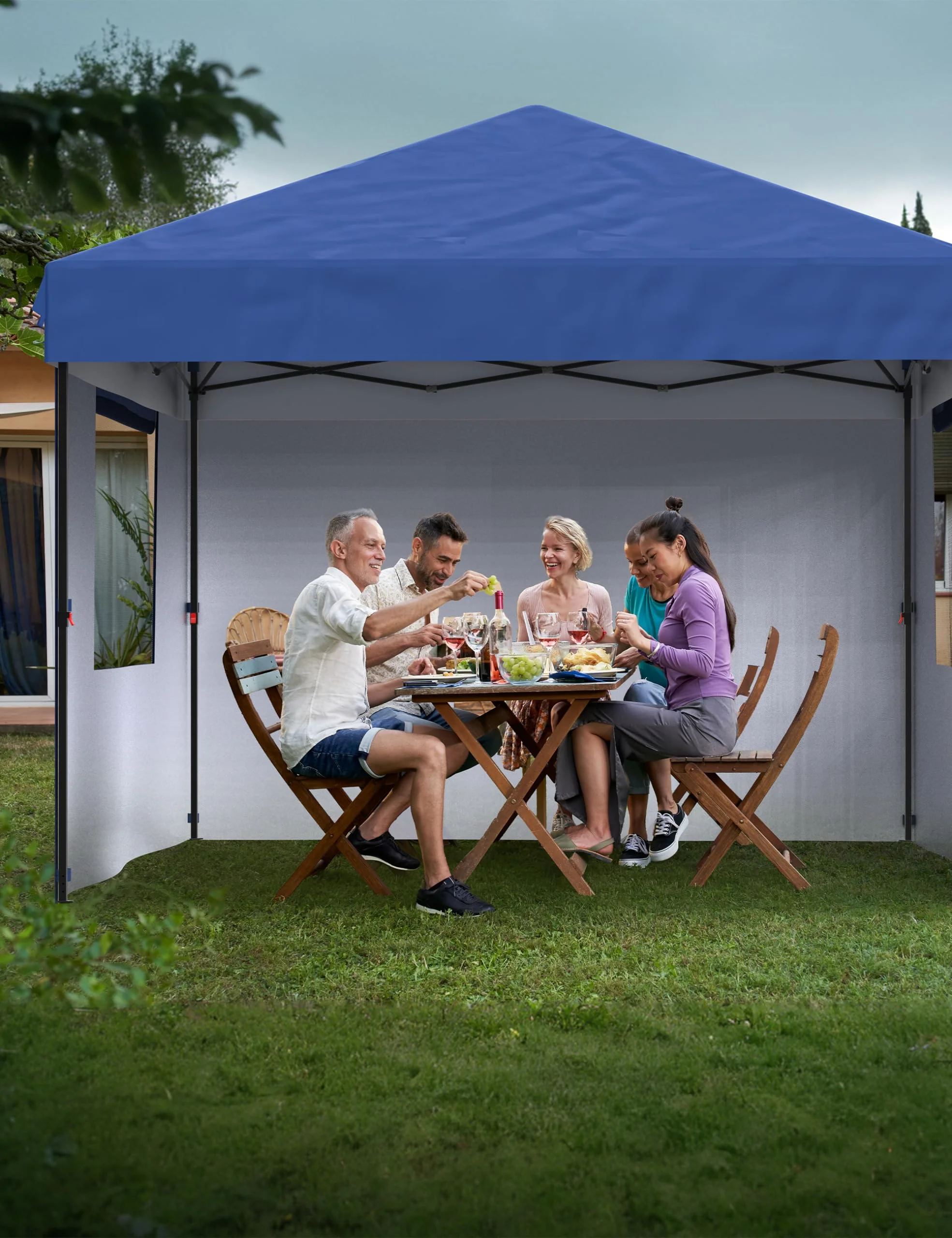 10x10 ft Pop Up Canopy with 4 Removable Sidewalls and Windows, 3 Adjustable Heights Commercial Shelter, Portable Enclosed Instant Tent with Wheeled Carry Bag, Waterproof Outdoor Gazebo, 7 Colors Avail