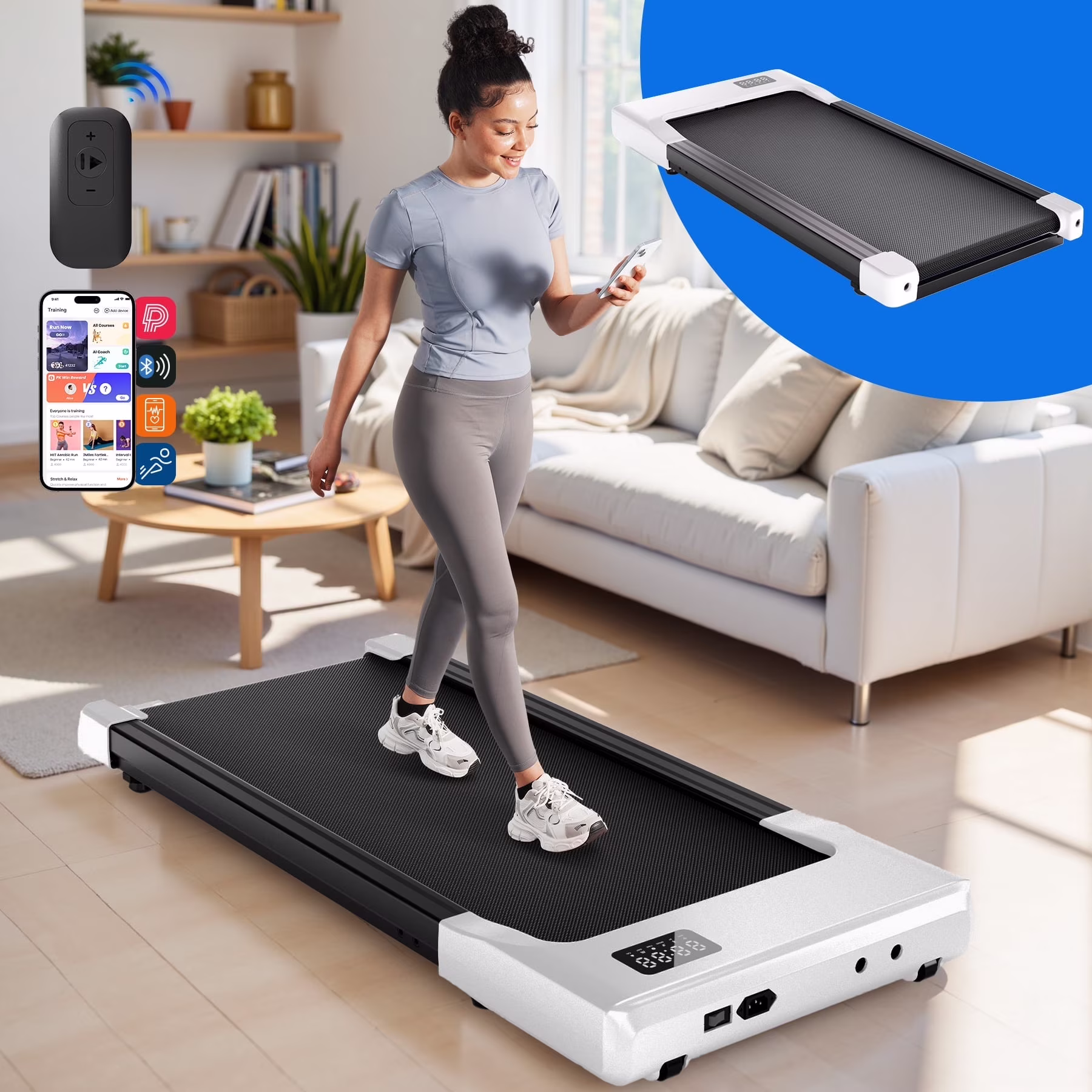 Walking Pad Treadmill with Remote Control,Under Desk Treadmill for Home&Office, 250 lbs Weight Capacity
