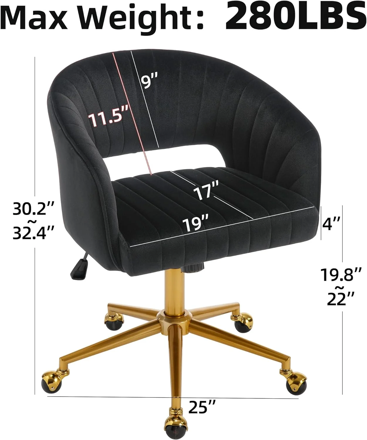 Westice Home Office Desk Chairs, Velvet Task Chair, Height Adjustable Swivel Vanity Chair with Golden Base for Vanity Study, Living Room Computer Room, Beige