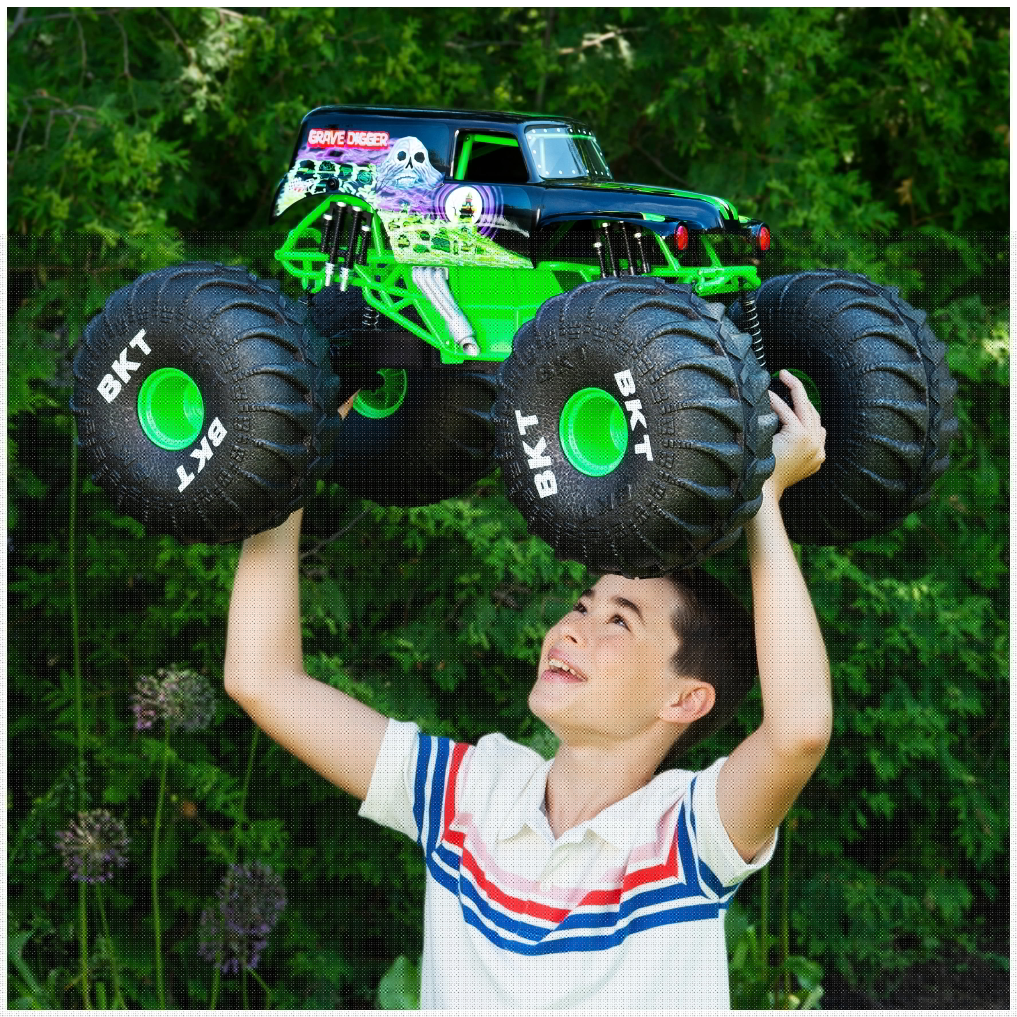 Monster Jam. Official Mega Grave Digger All-Terrain Remote Control Monster Truck with Lights. 1:6 Scale. Kids Toys for Boys and Girls Ages 4-6+