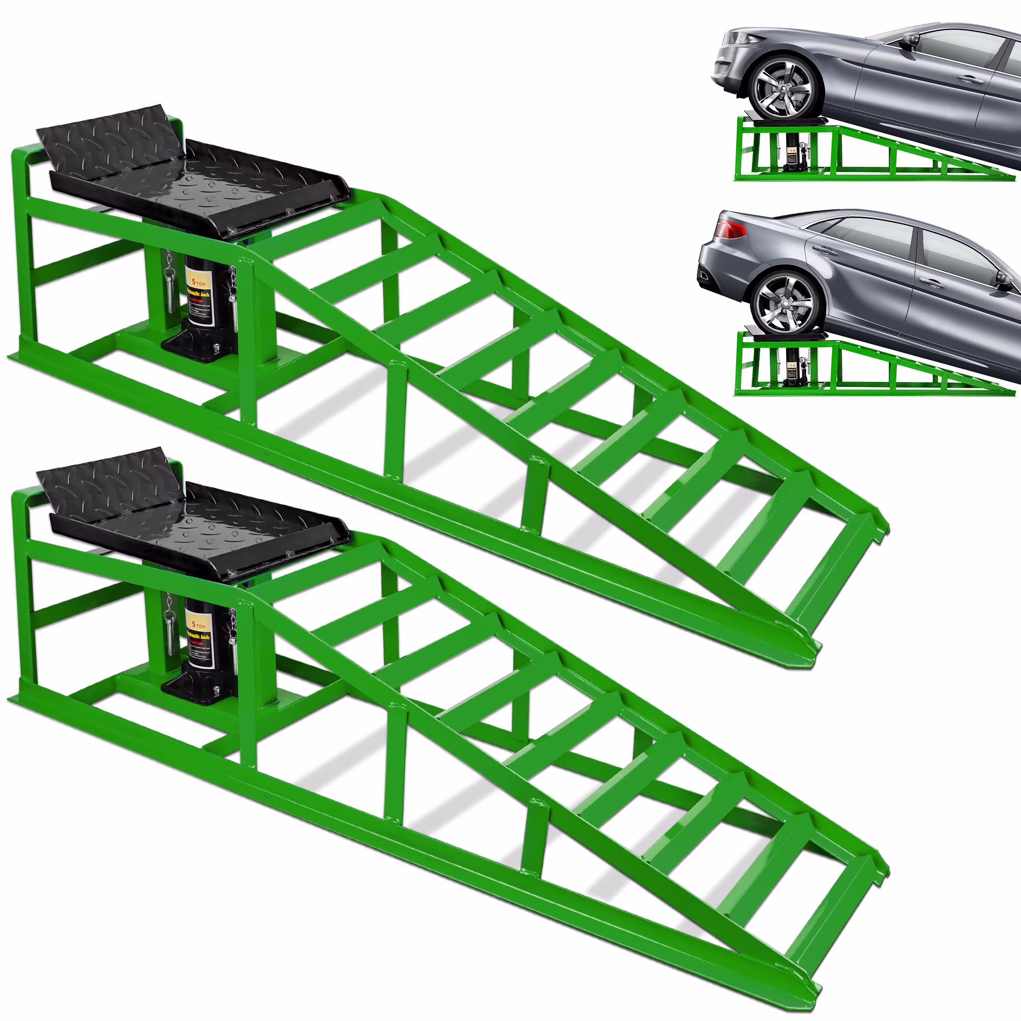 Lafati 2-Pack Hydraulic Car Ramps: Heavy-Duty Vehicle Ramps with 5T / 10000lbs Jack Load Capacity, Portable Design for Effortless Oil Changes and Car Lifts