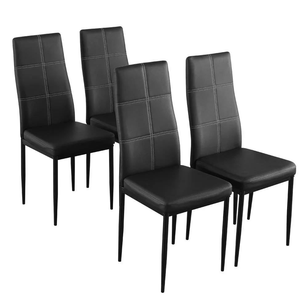 Ktaxon Set of 4 PU Leather Dining Side Chairs with Padded Seat High Back Design Dining Chairs for Kitchen Dining Room Home Furniture, Black