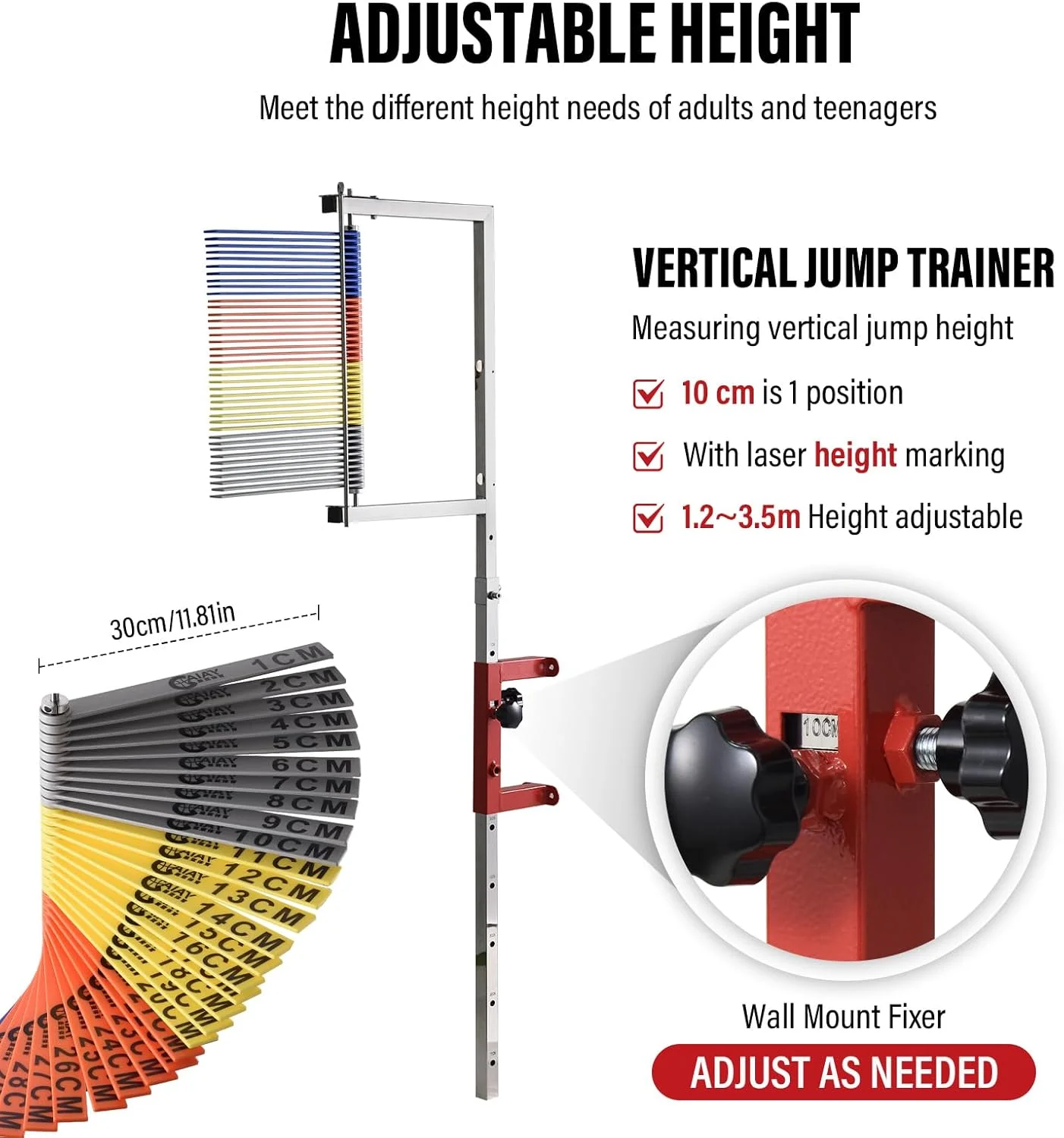 Adjustable Height Vertical Jump Tester, 47.24''-137.8