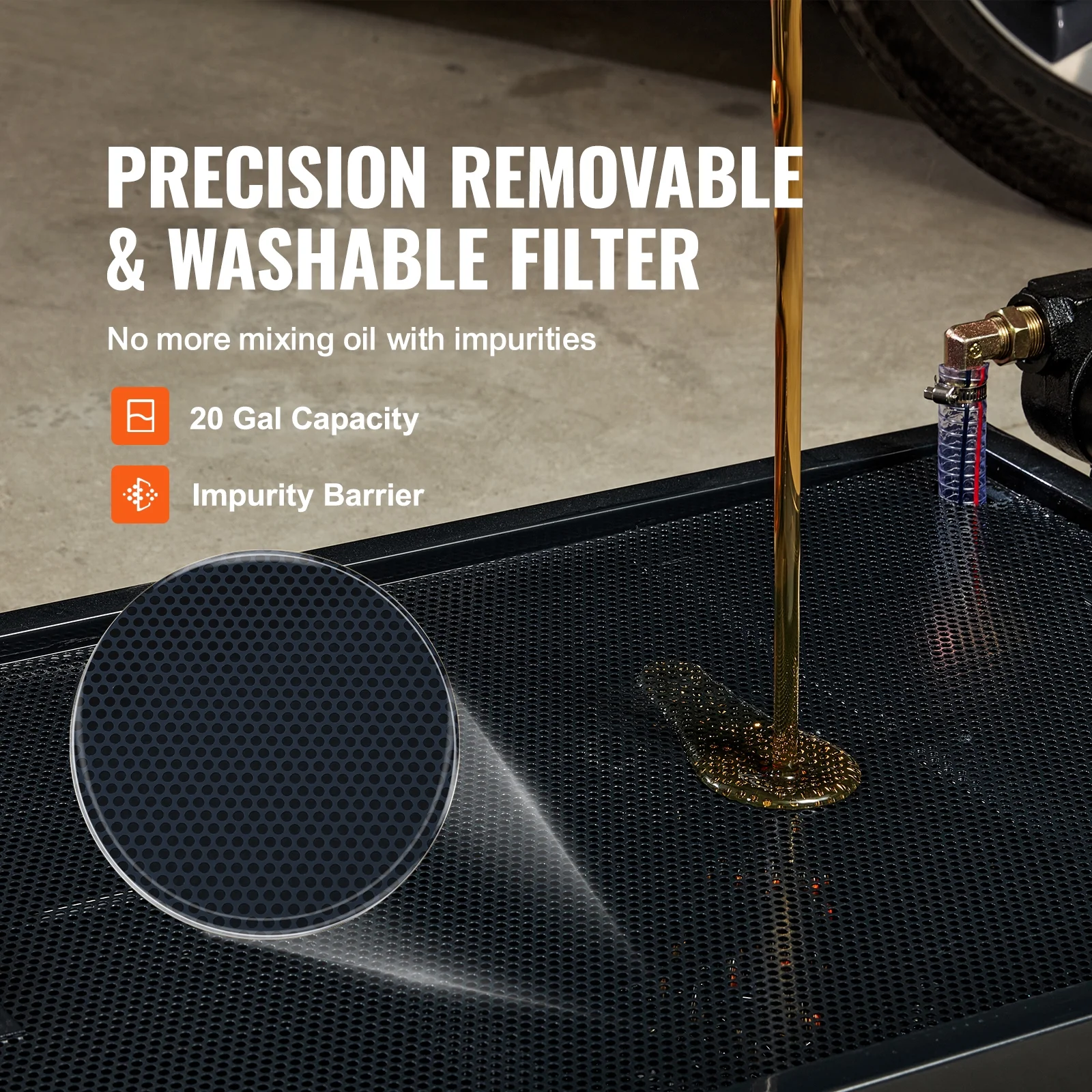 VEVOR Low Profile Oil Drain Pan 20 Gallon Oil Drain Pan with 180W Electric Pump