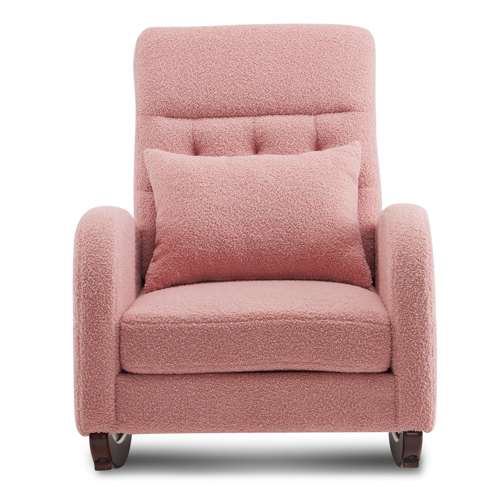 Ktaxon Rocking Accent Chair Glider Reading Chair Comfy Teddy Velvet Upholstered Single Sofa Rocker for Living Room, Nursery, Bedroom Beige