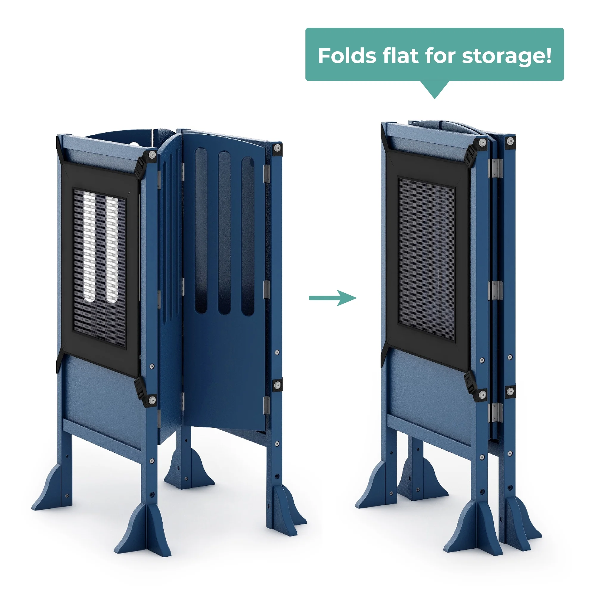 Guidecraft Contemporary Kitchen Helper Step Stool - White: Adjustable, Folding Montessori Toddler Tower - Safety Learning Furniture