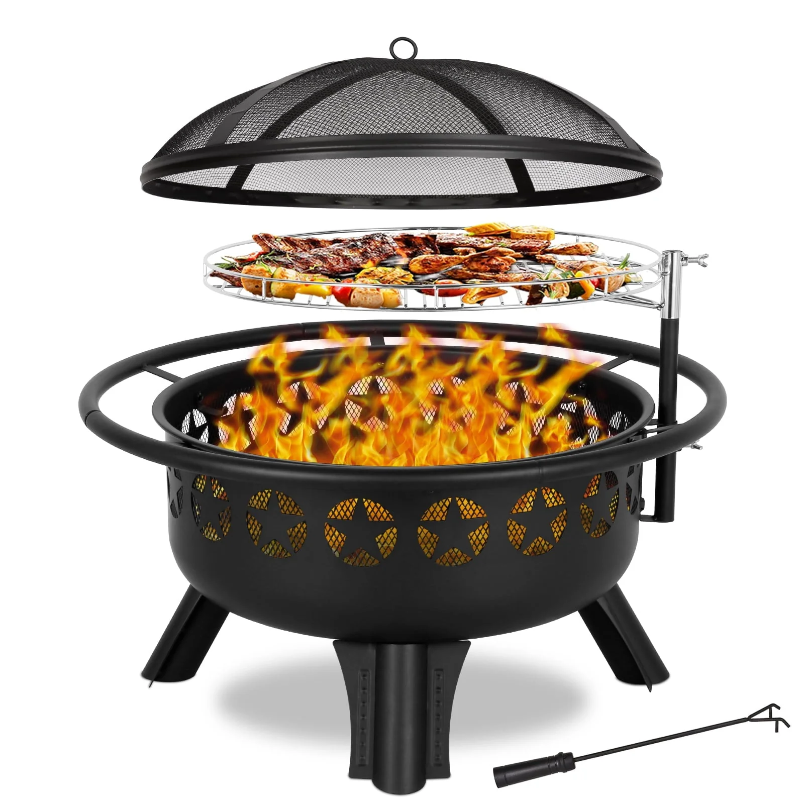 Hykolity 2 in 1 Fire Pit with Grill, Large 31