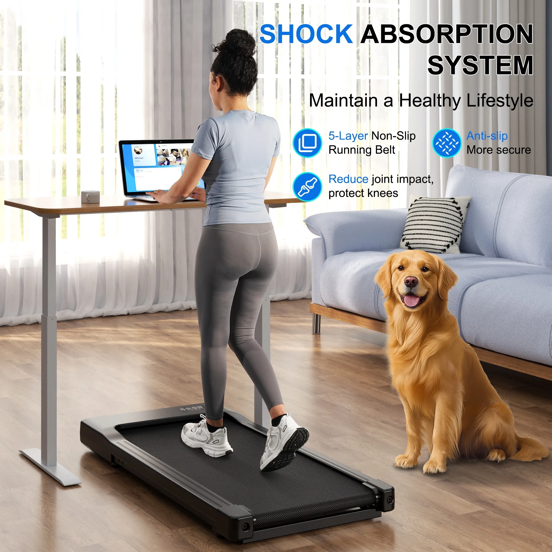 Walking Pad Treadmill with Remote Control,Under Desk Treadmill for Home&Office, 250 lbs Weight Capacity