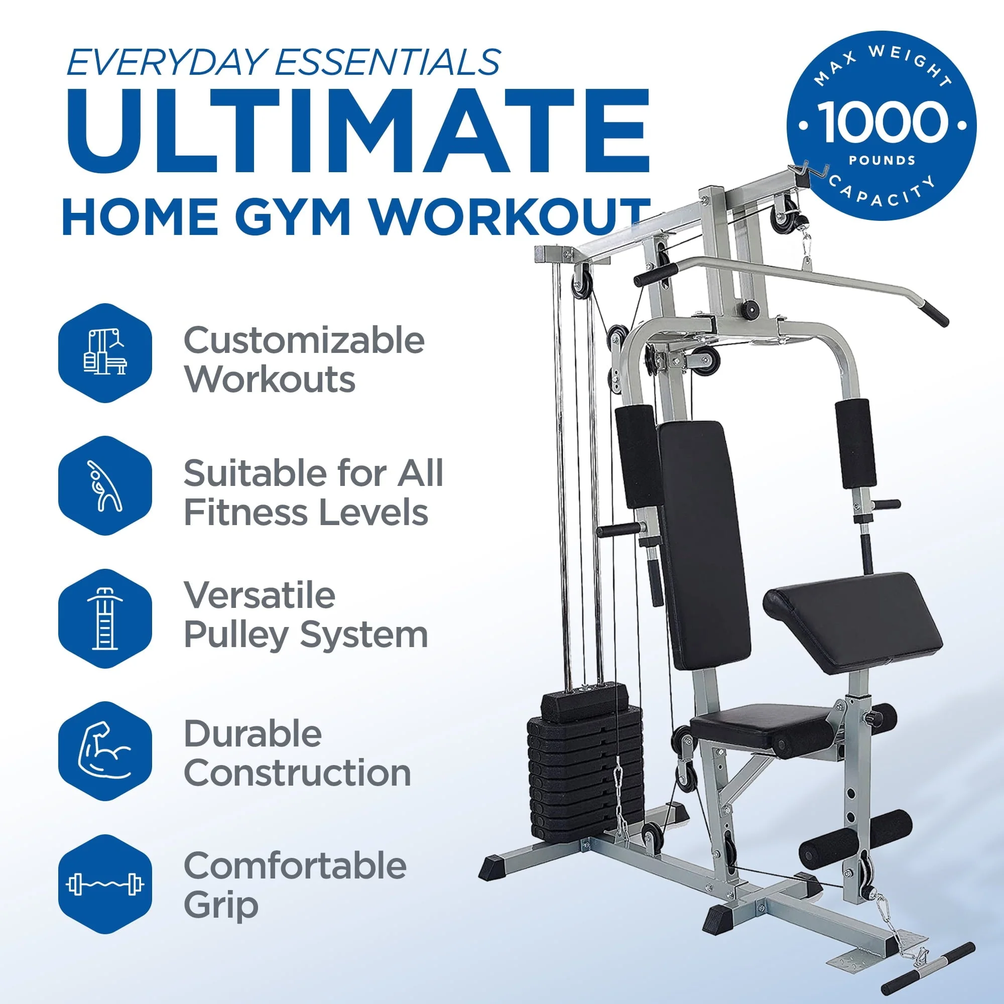 Everyday Essentials Home Gym Exercise Equipment Bench Strength Workout Station