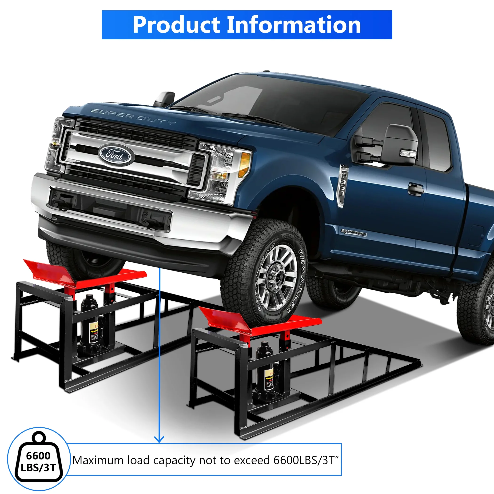 Lafati 2-Pack Hydraulic Car Ramps: Heavy-Duty Vehicle Ramps with 5T / 10000lbs Jack Load Capacity, Portable Design for Effortless Oil Changes and Car Lifts