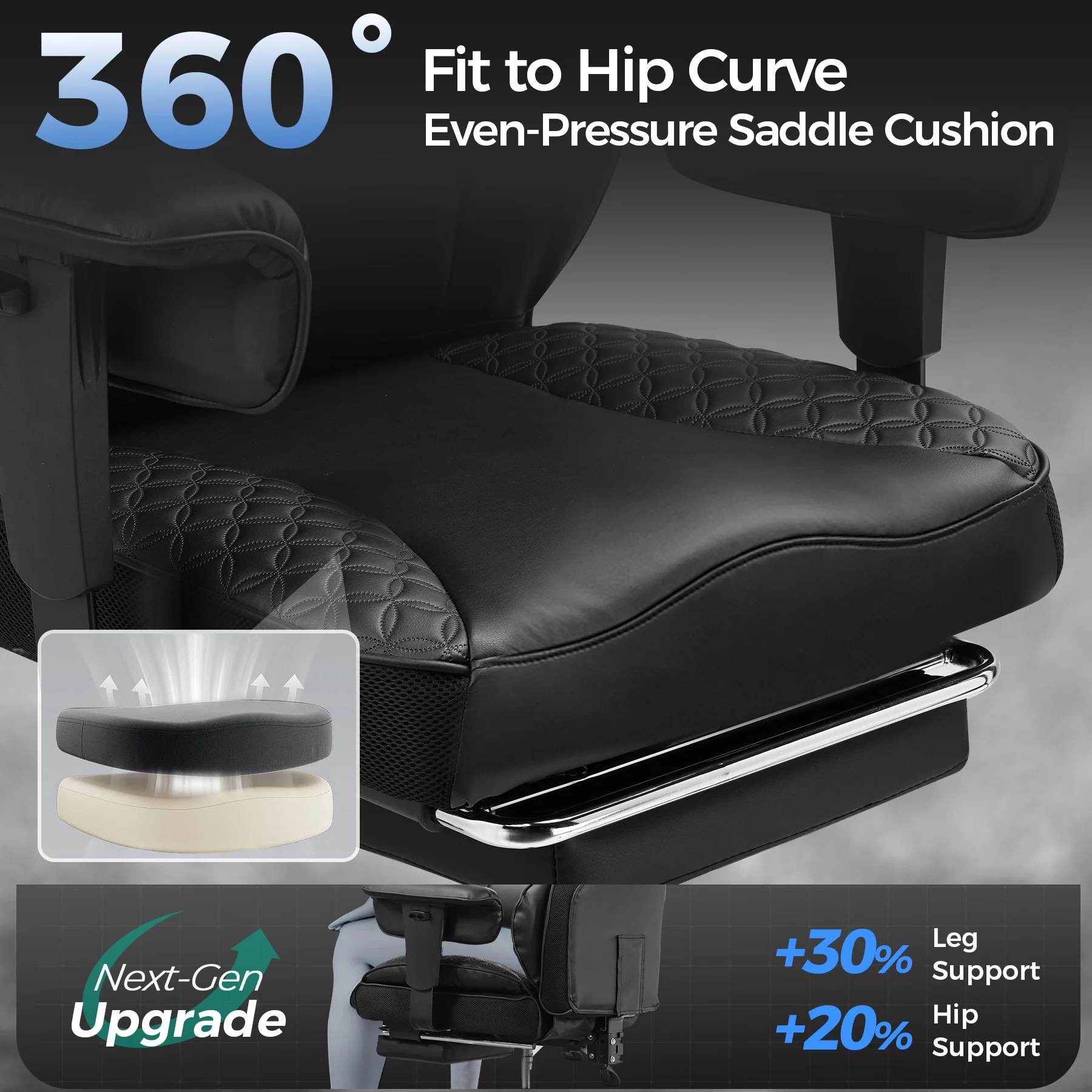 LUCKLIFE Big & Tall Office & Gaming Chair 400LBS Capacity, Wide Ergonomic Seat with Footrest, Adjustable Armrests, Black