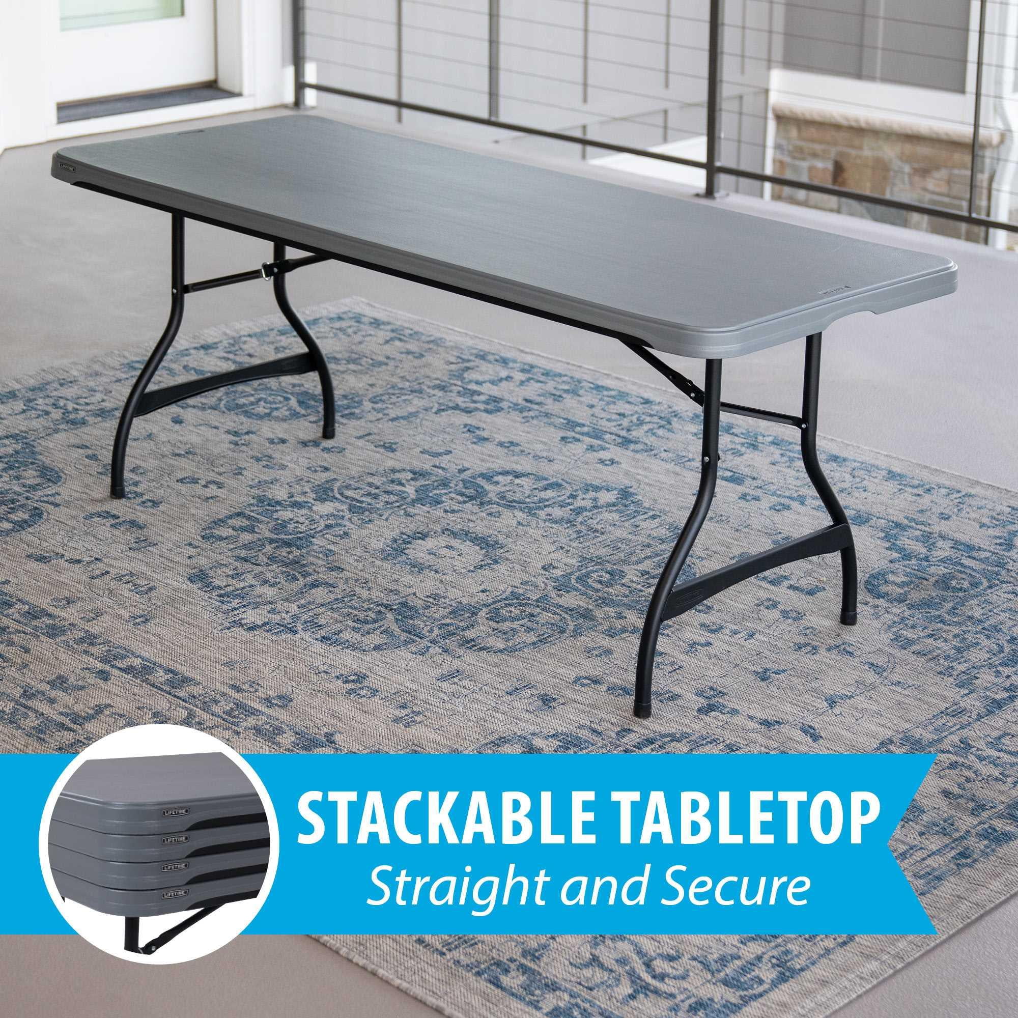 Lifetime 6 Foot Rectangle Folding Table, Indoor/Outdoor Commercial Grade, Black (280350)