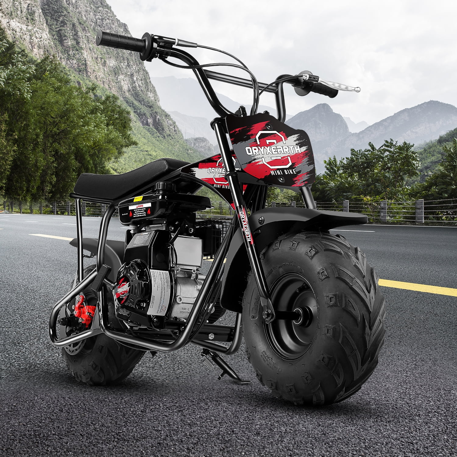 Oryxearth Mini Gas Bike, 105cc 4-Stroke Dirt Off Road Trail, 24mph, Weight Support 165 LBS, Red