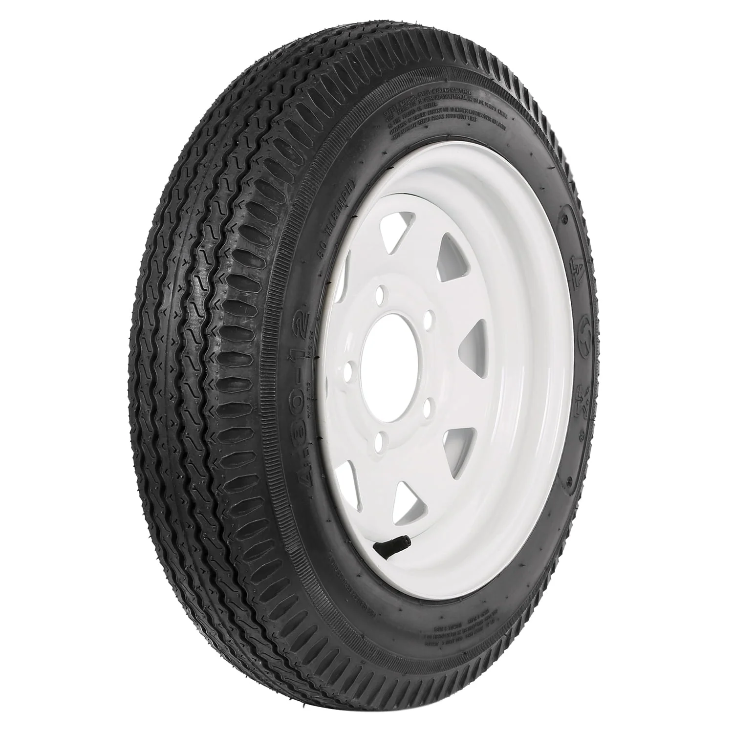 1AutoDepot 4.80-12 4.80x12 480-12 4.8-12 Trailer Tires with Rims, 5 Lug 6PR Load Range C, Set of 2