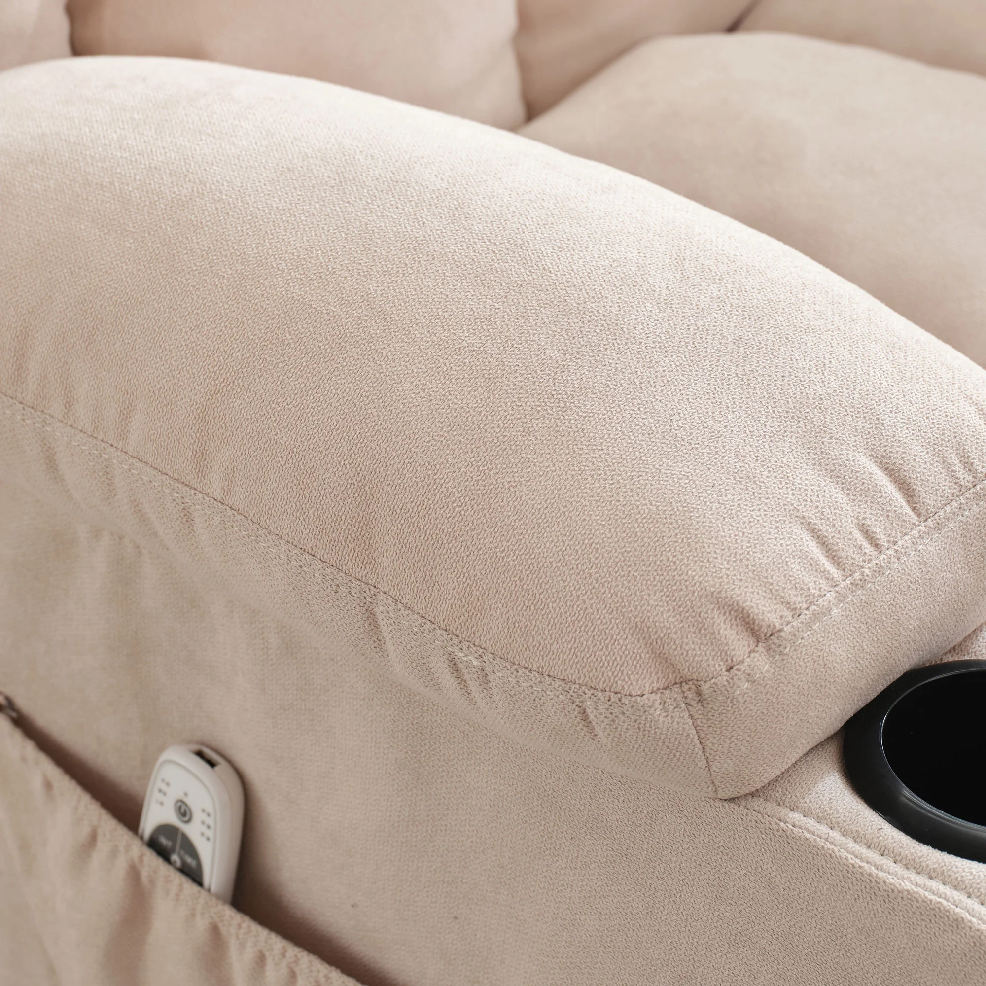 JONPONY Manual Recliner Chair with Heat Therapy and Massage Function, Heavy Duty Reclining Mechanism Massage Chair, Elderly Single Rocker Sofa with Cup Holders for Bedroom Home Theater,Grey