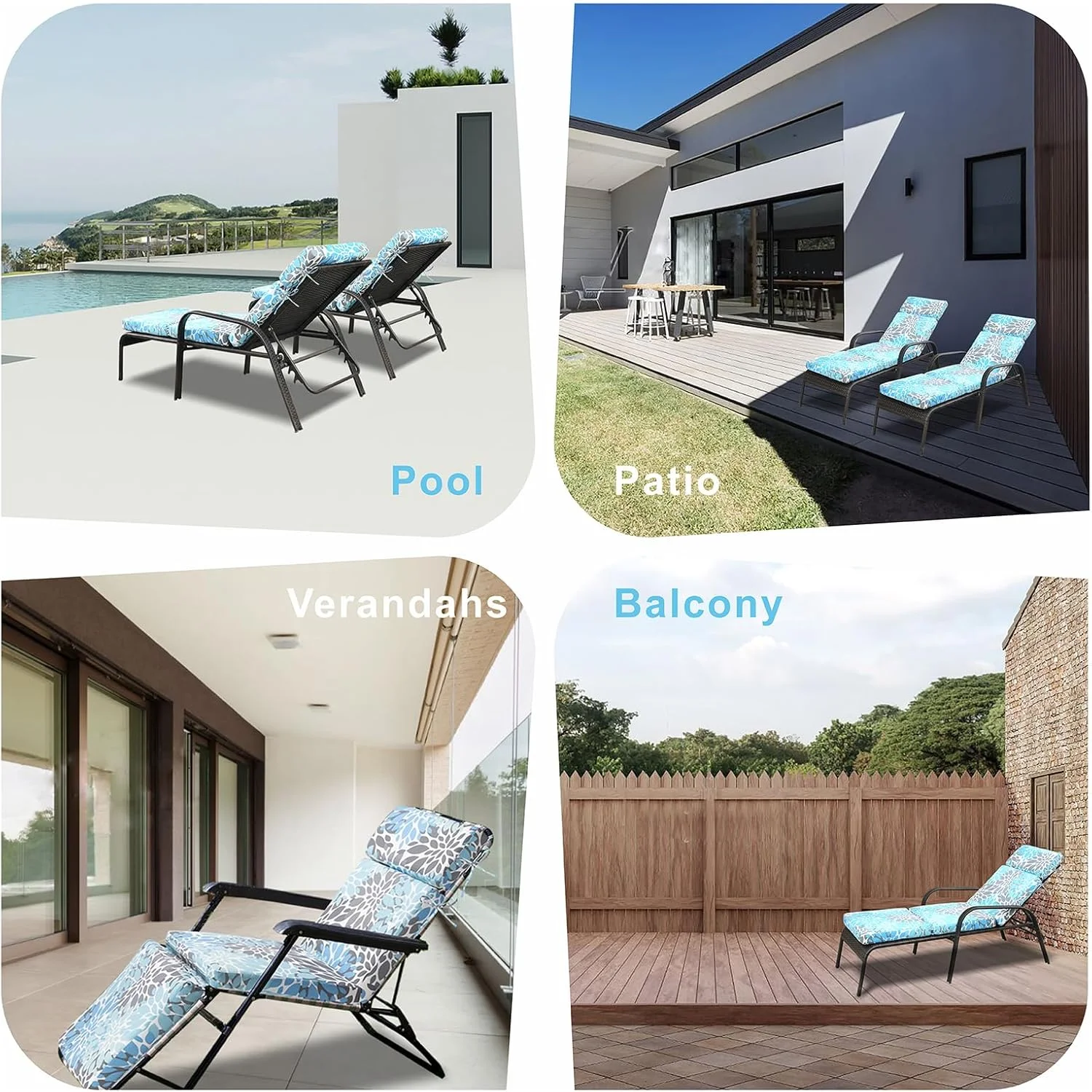 **outdoor chaise lounge cushion 73 inch, tri-folding patio chaise lounge chair cushions waterproof foldable thick lounge cushions outdoor furniture easy receive poolside garden