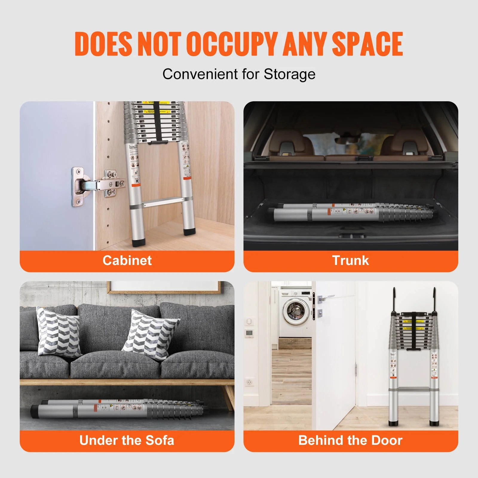 BENTISM 15 FT Telescoping Ladder, 400 lbs Load Capacity Aluminum Telescopic Extension Ladder, Multi-purpose Collapsible Ladder for RV, Home or Outdoor Work