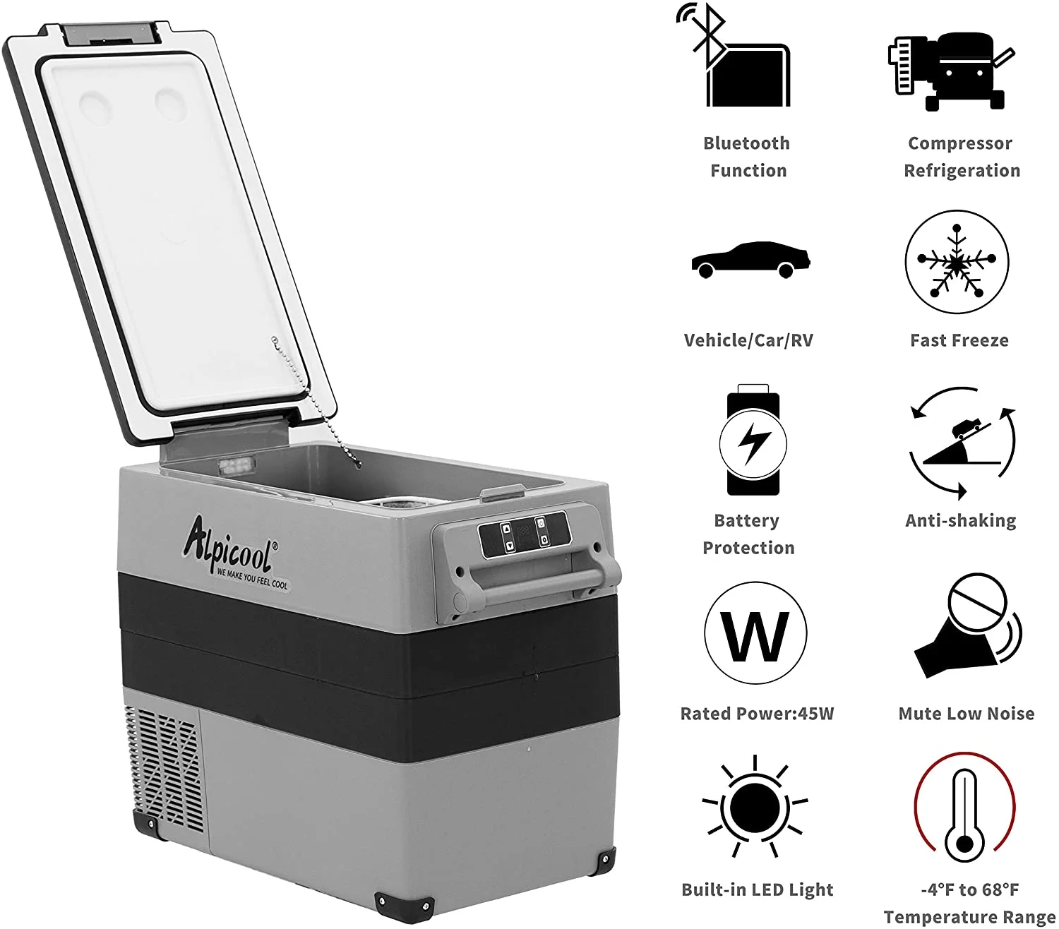 Alpicool CF55 Portable Refrigerator 12 Volt Car Freezer 58 Quart(55 Liter) Vehicle, Car, Truck, RV, Boat, Mini fridge freezer for Driving, Travel, Fishing, Outdoor -4��F to 68��F