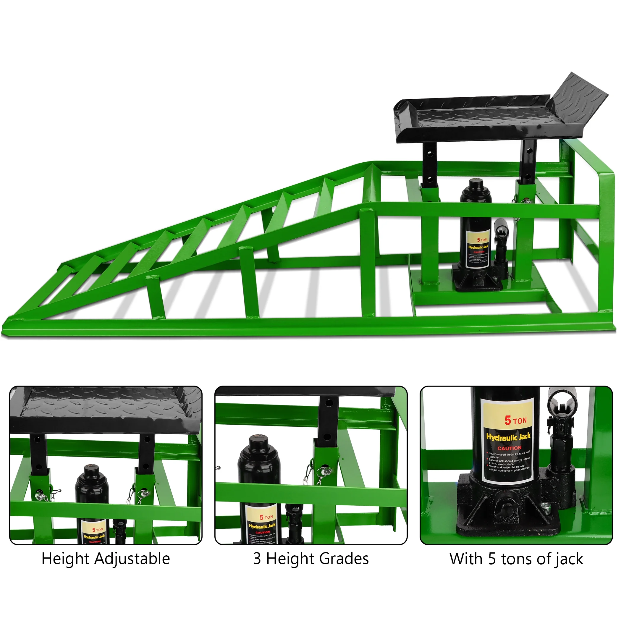 Lafati 2-Pack Hydraulic Car Ramps: Heavy-Duty Vehicle Ramps with 5T / 10000lbs Jack Load Capacity, Portable Design for Effortless Oil Changes and Car Lifts